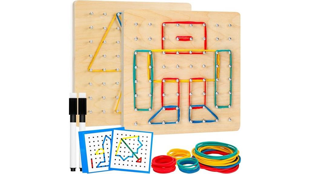 wooden geoboard educational toy