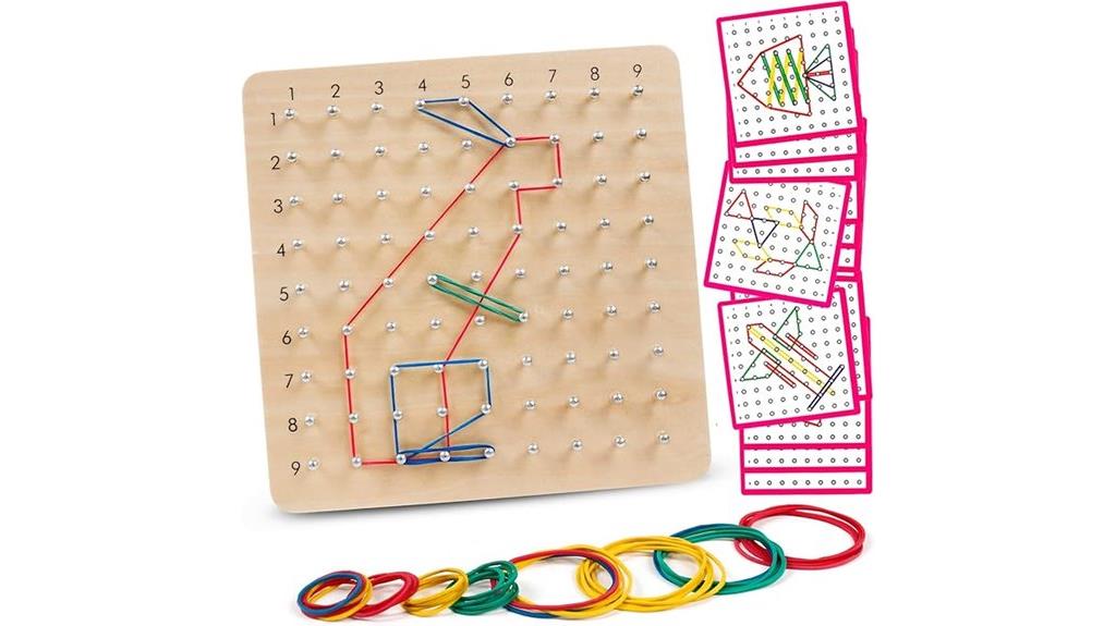 wooden geoboard educational toy