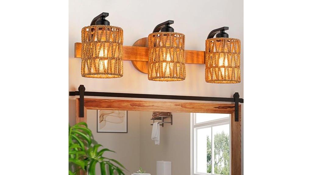 woven cage vanity lights