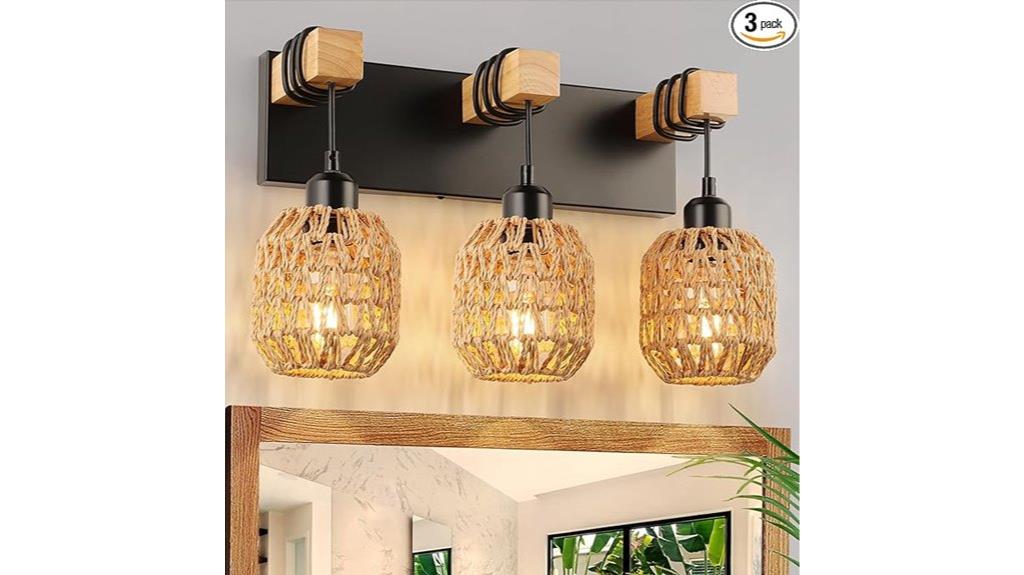woven shade bathroom lighting