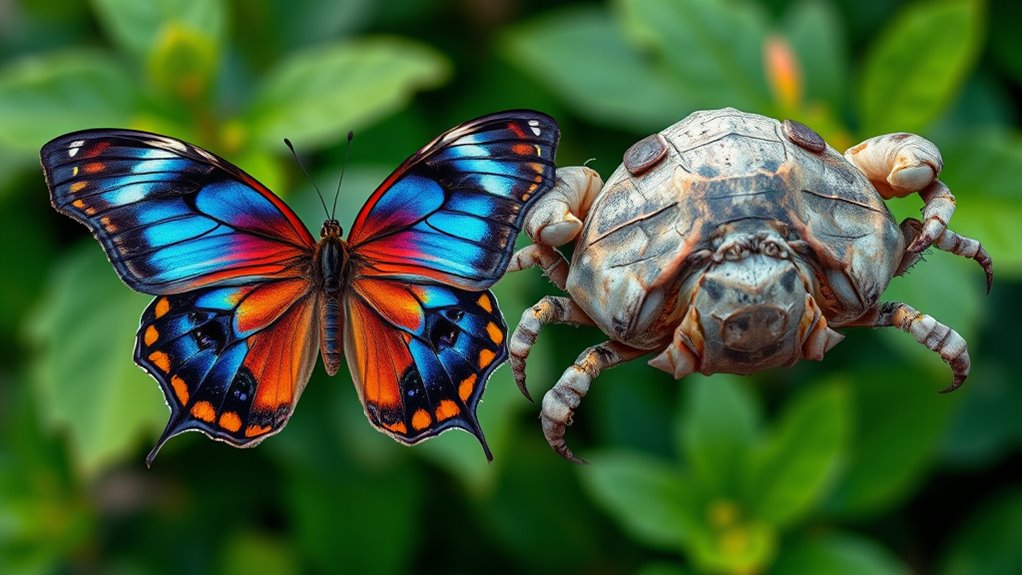 butterflies symmetrical crabs asymmetrical