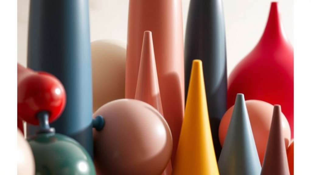 three rounded geometric forms