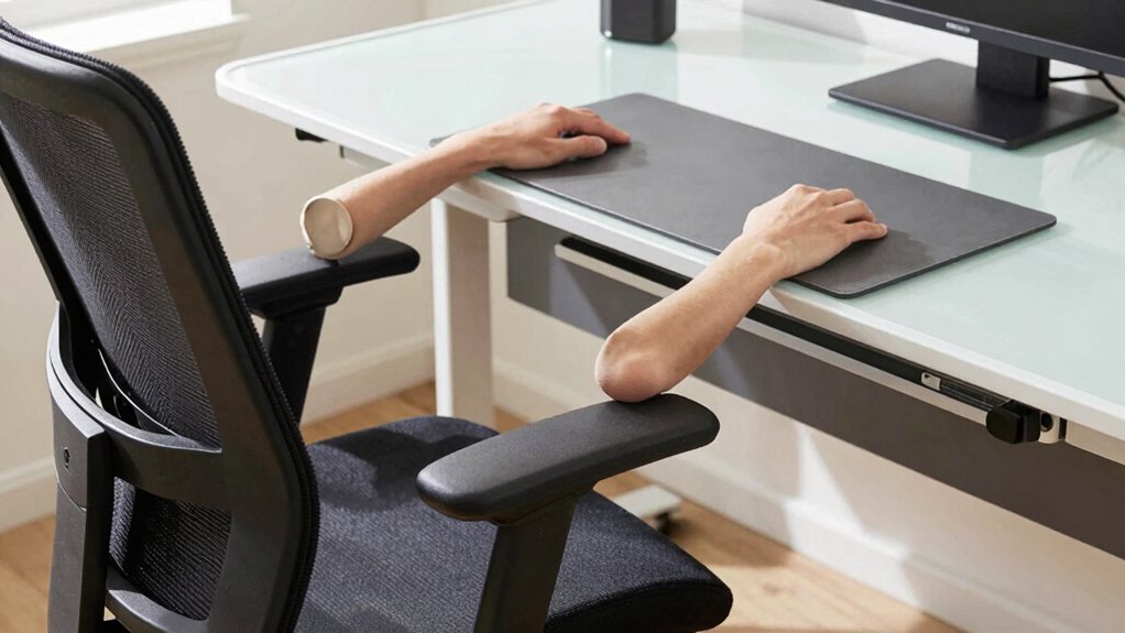 ergonomic arm and desk setup